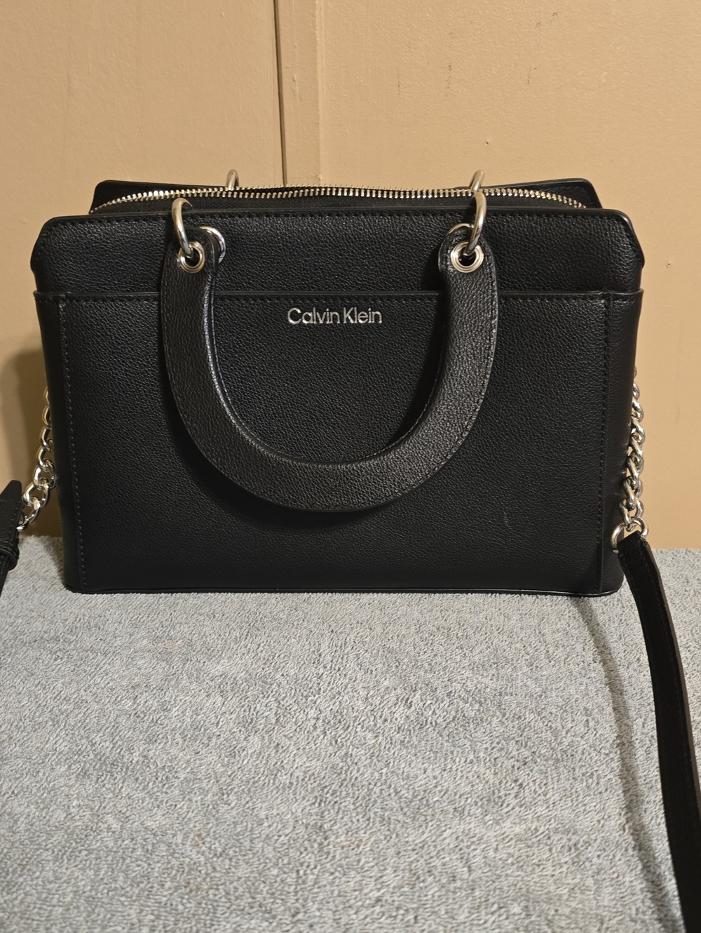 Calvin Klein Black Pebbled Leather Crossbody